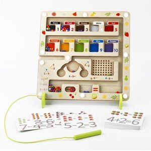 Wooden Number🔢Puzzle🧩Board w Beads🧮Counting Matching Game